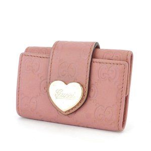 Gucci Key Case Gutchishima Pink Leather Auth Used… - image 1